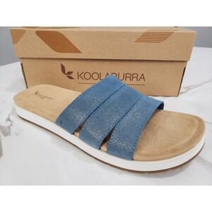 NEW KOOLABURRA BY UGG MAERIN TRIO STRAP BLUE METALLIC SANDALS SIZE 10